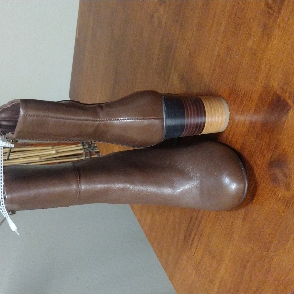 Brown leather boots